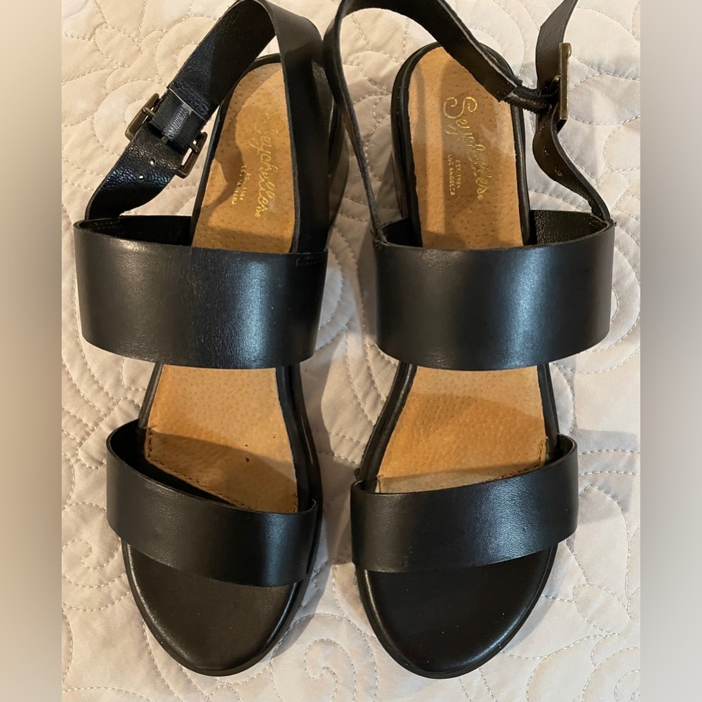 Leather Black Sandals NWT, 8.5